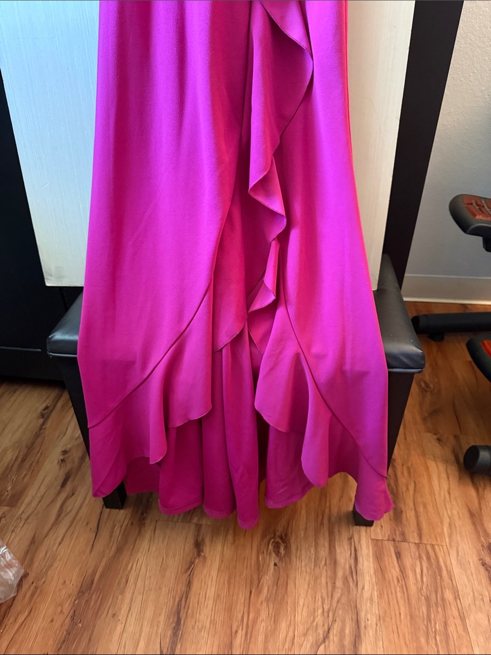 Women's Halter Ruffle Maxi Dress - Fuchsia - Picture 7 of 7